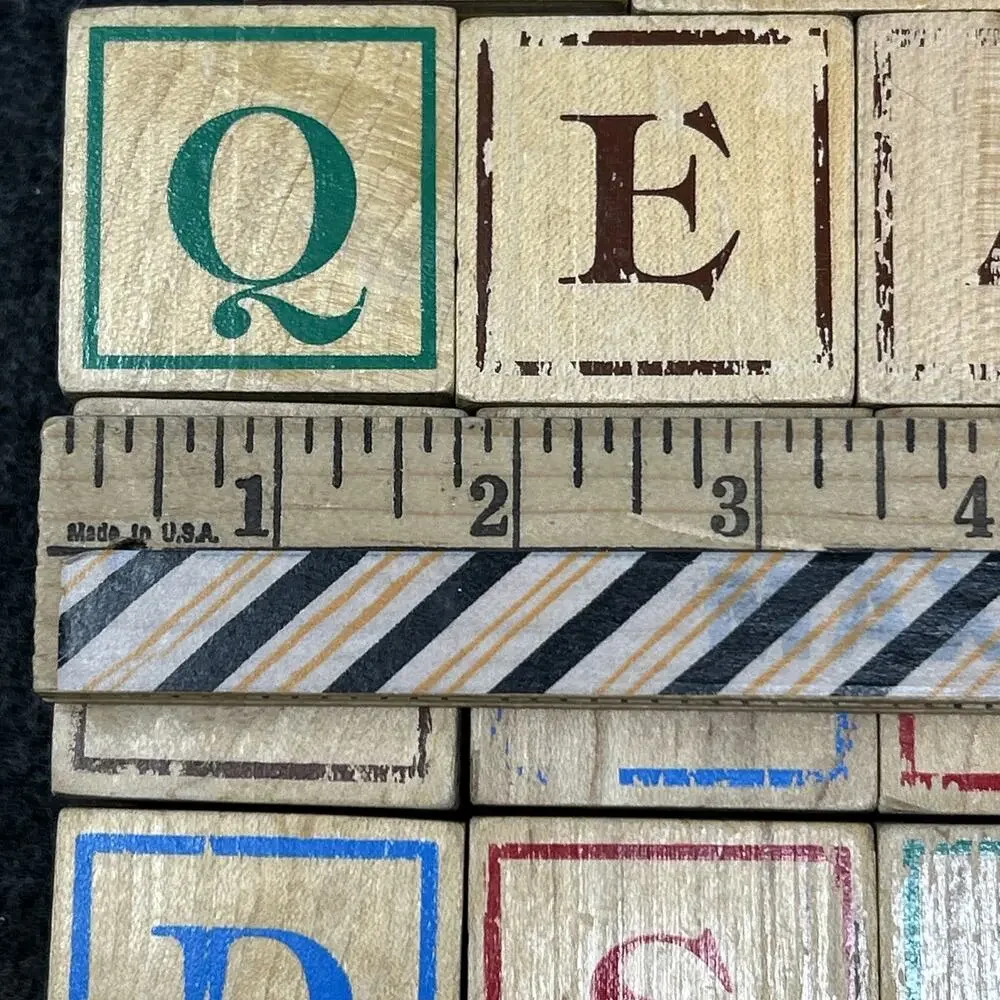 Old Wooden Alphabet Blocks 23pc by Montgomery Schoolhouse USA Educational Crafts